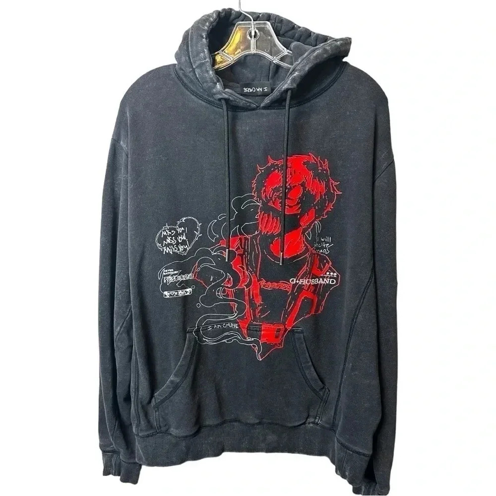 Corpse Husband Miss You Anime Hoodie Black Acid Wash Pullover I Am Corpse.‎